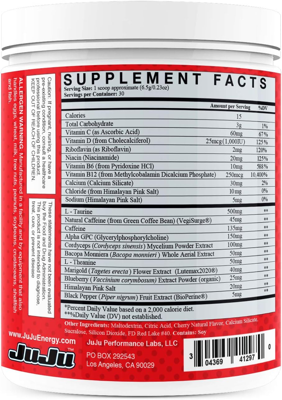 Grapesicle - Juju Professional Grade Gaming Energy Drink Mix with Natural Caffeine, Increase Focus, Energy, Reaction Time, Eye Health, Sugar-Free, Keto: Health & Personal Care