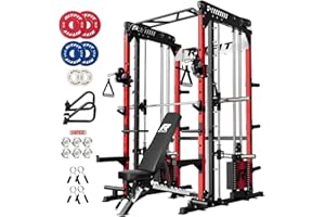RitFit M1 Pro Smith Machine Package, All-in-One Power Cage with Weight Stack Set, Includes LAT Pulldown & Cable Crossover System for Home Gyme