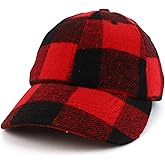 Trendy Apparel Shop Plaid Checker Wool Blend Unstructured Baseball Cap