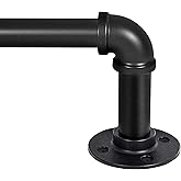 Industrial Curtain Rods for Window 32 to 88, 1 Inch Wrap Around Blackout Drapery Rods Adjustable Heavy Duty Curtain Pole Wall or Ceiling Mounted Patio Bedroom Living Room Divider 32" - 88"Black