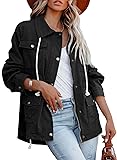 Ebifin Women's Military Anorak Jacket Zip Up Snap