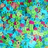 1000 Pcs 6x9 Mm Pony Beads Bulk Plastic Bracelet Beads Plastic Pony Beads for Bracelets Making Multi-Colored Bracelet for Hai