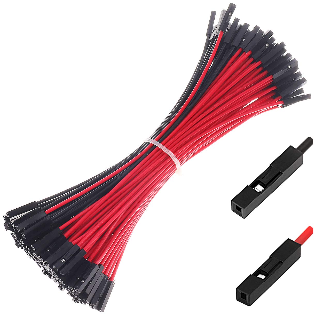 Breadboard Jumper Wires Cables 22AWG Female Female Square Head 0.1'' 120-Pack Black x 60 Red x 60 Wires (15CM, F/F)