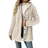 Winter Coats for Women Fleece Open Front Sweater Jacket Fuzzy Button down Cardigan Sweater Cable Knit Soft Jacket