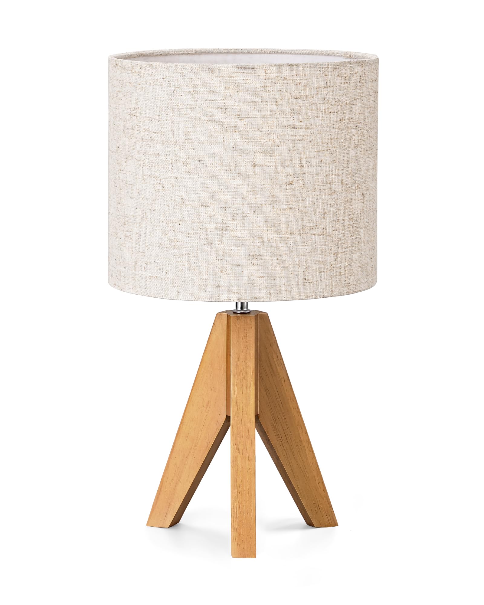EDISHINE 36cm Bedside Lamp, Tripod Table Lamp with Grey Linen Lampshade, ON/Off Switch, Desk Lamp for Living Room Bedroom, E27 Base, 2700K LED Bulb Included