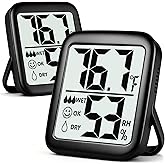 Antonki 2 Pack Room Thermometer Indoor Hygrometer | Monitor Temperature &amp; Humidity, Accurate, Fast Read, Easy To View, Magnetic/Kickstand/Hanging, ℉/℃, w/ Battery, Compact