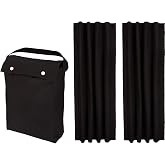 Amazon Basics Portable Noise Reducing Blackout Curtain Shade with Suction Cups, Fits Windows, 127 &times; 198.12 cm, Black, 2-Pack