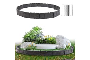 Garden Edging Border, 32FT Landscape Edging Borders for Flower Beds, Imitation Stone Effect Garden Lawn Border Faux Stone Lan