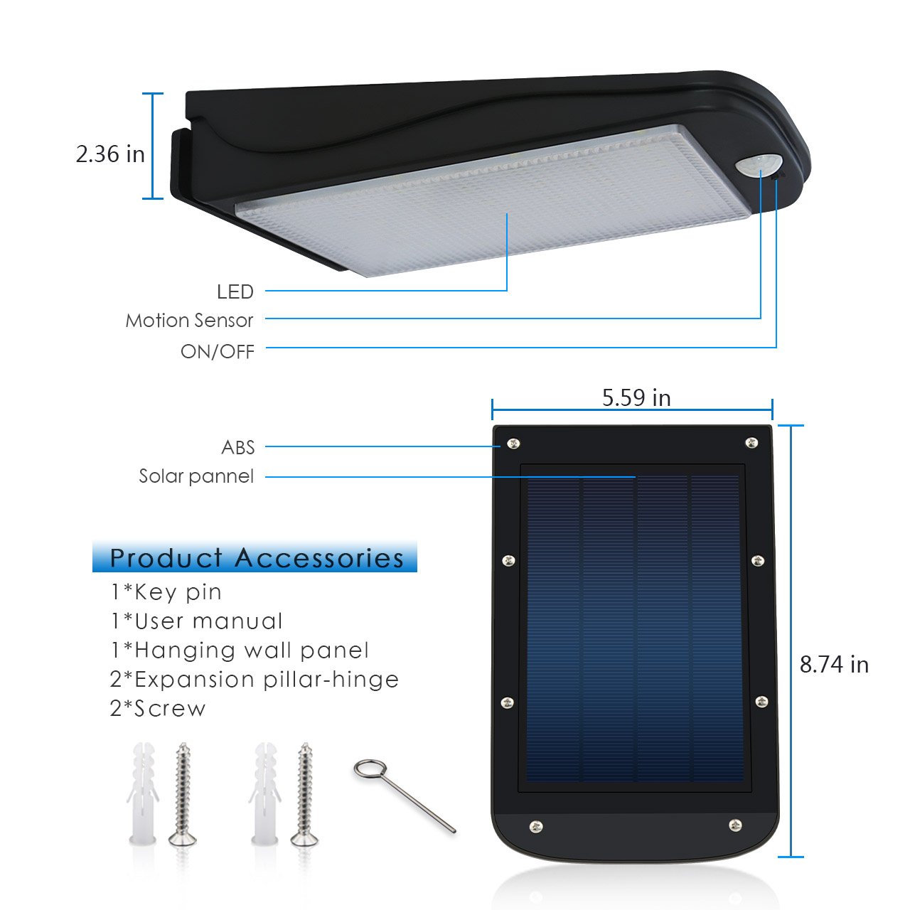 Solar Motion Sensor Lights Outdoor,Aityvert Super Bright 300 Lumen Aluminum Material Spotlight Waterproof Wireless Security Wall Light for Garden,Patio,Deck,Yard,Driveway (2 Pack)