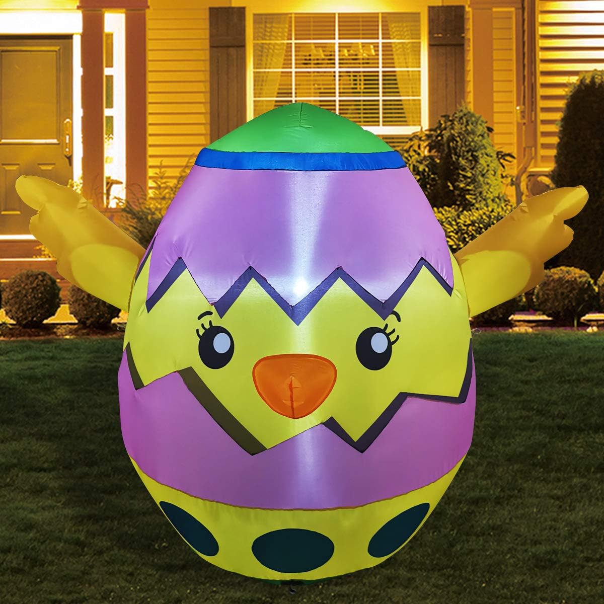 GOOSH 5 ft Tall Easter Inflatable Decorations Baby Chick with Build in LEDs, Blow Up Inflatables for Easter Holiday Party, Outdoor, Yard Decoration: Garden & Outdoor