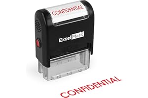 ExcelMark Confidential Self Inking Rubber Stamp - Red Ink