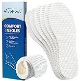 VivoFoot 3 Pairs Anti Odour Cotton Insoles, Breathable Terry Barefoot Odour Eating Inserts, Cut-to-Size Everyday Comfort Replacement Shoe Pads for Men & Women