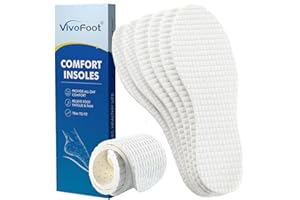 VivoFoot 3 Pairs Anti Odour Cotton Shoe Insoles, Breathable Terry Barefoot Odour Eating Inserts, Cut-to-Size Everyday Comfort