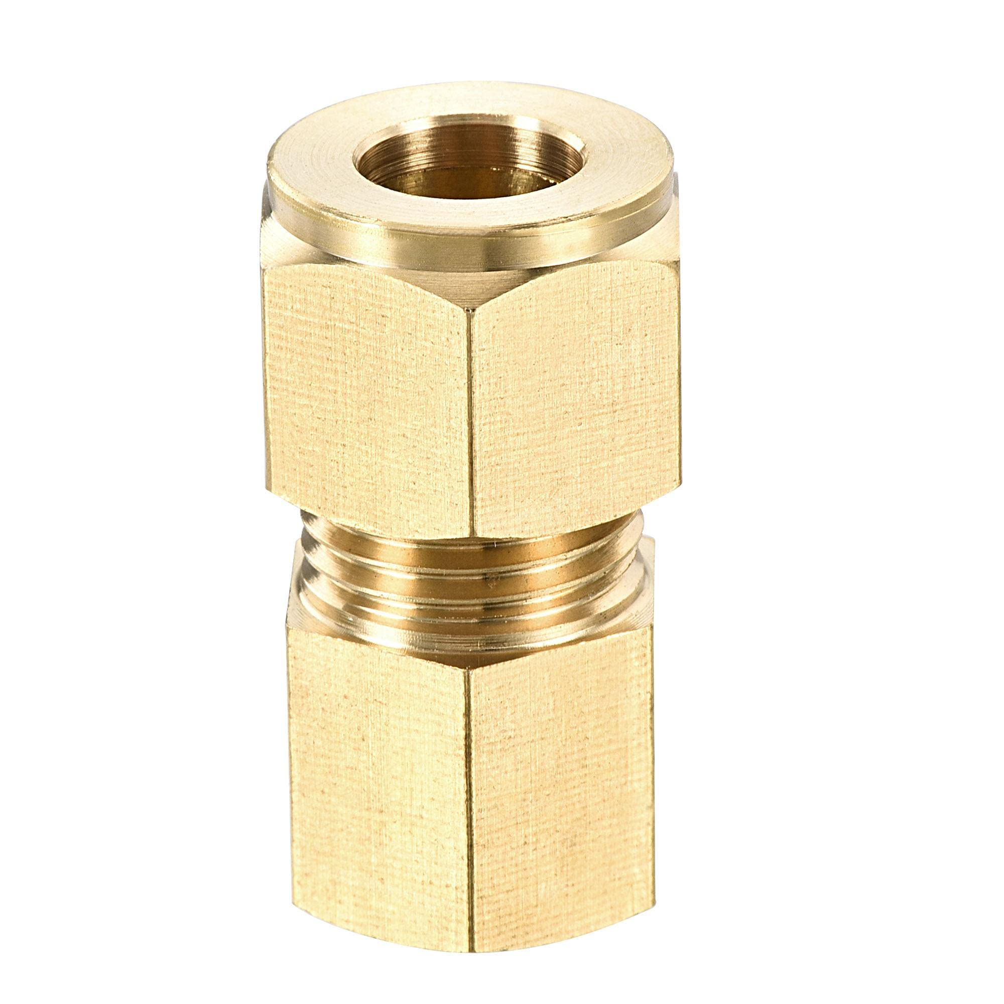 sourcing map Compression Tube Fitting G1/4 Female Thread x 10mm Tube OD Straight Coupling Adapter Brass