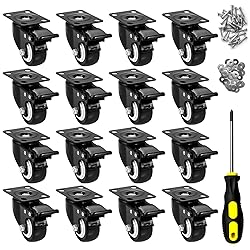 2" Caster Wheels Set of 16, Heavy Duty Casters with