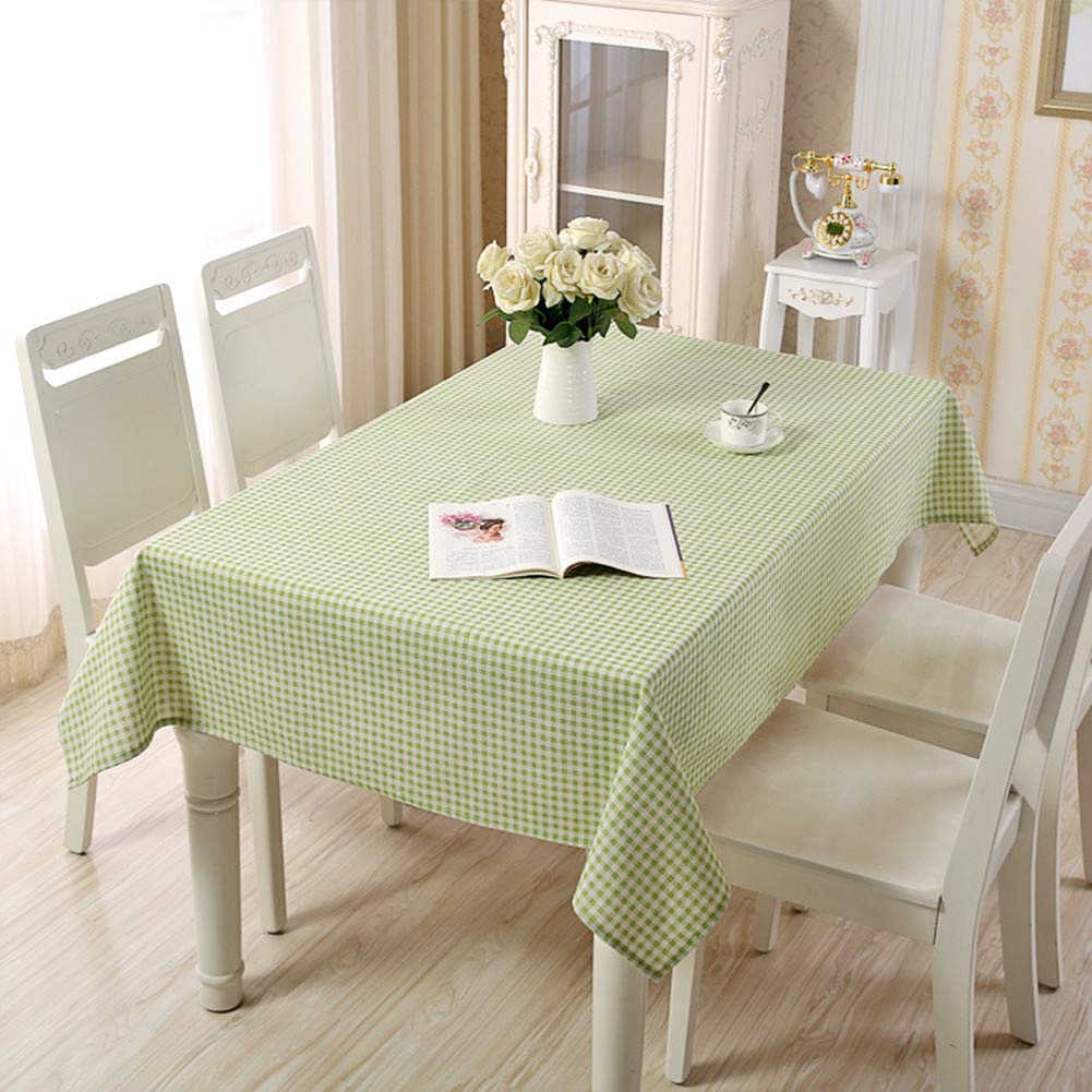 Wondder Cotton Linen Table Cloth Small Grid Printing for Multifunctional Table Cover Tablecloth Home Kitchen Decoration (Green, 120x160cm (47x63inch))