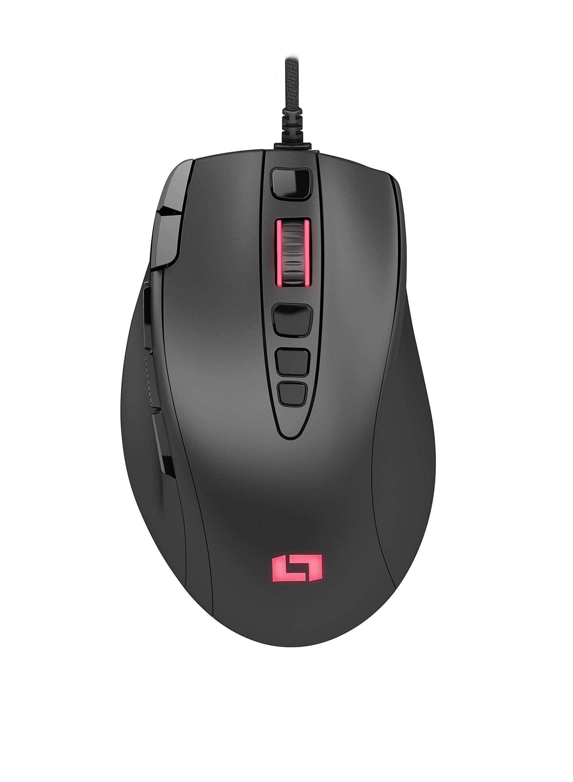 Lioncast LM15 Gaming Mouse with 13 Programmable Buttons (RGB LED illumination, PAW3327 Optical Sensor, 6,200 DPI) Ergonomic Design & Palm Grip with Weight System for FPS, RTS and MOBAs