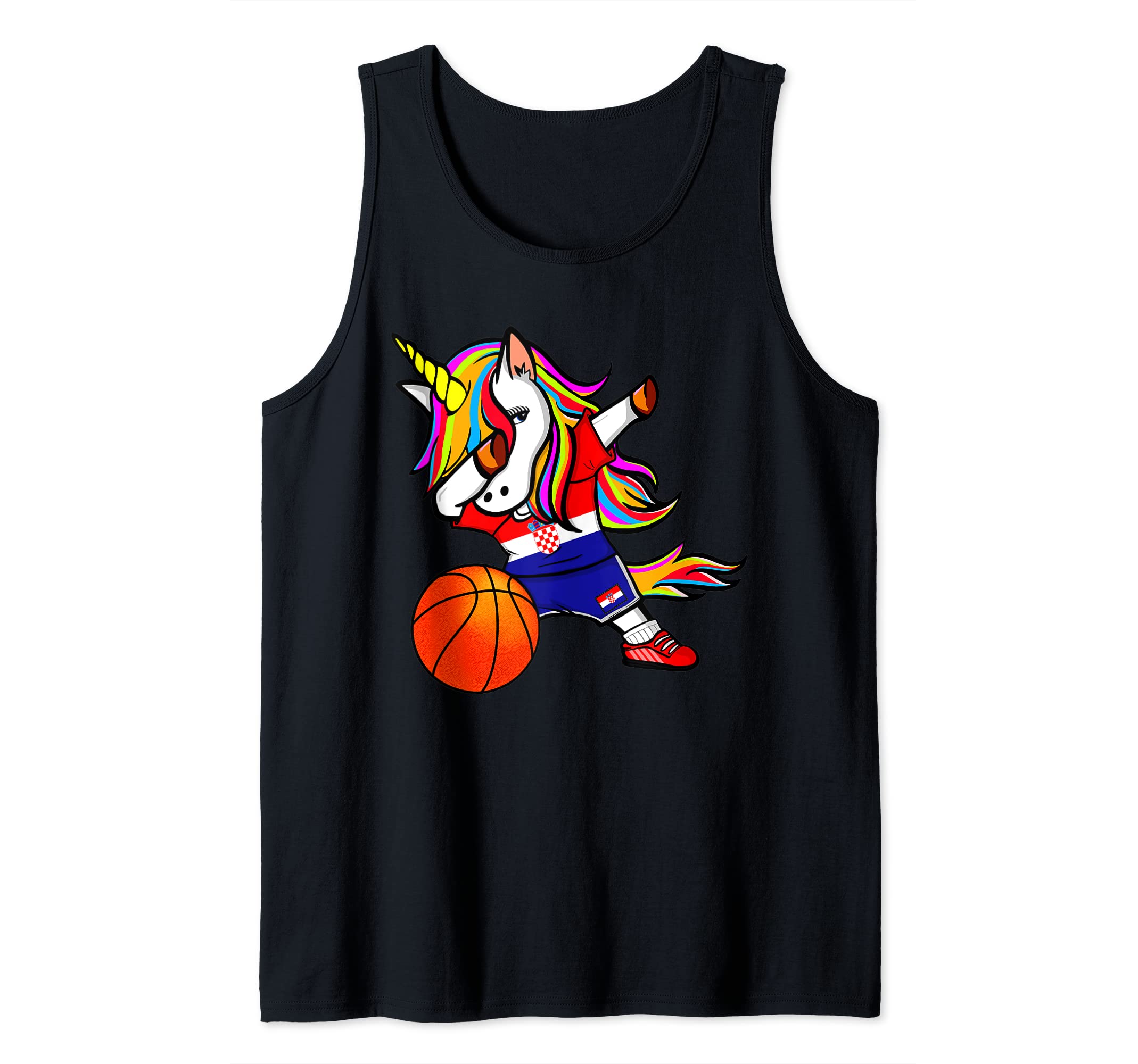 Dabbing Unicorn Croatia Basketball Fans Jersey Croatian Flag Tank Top