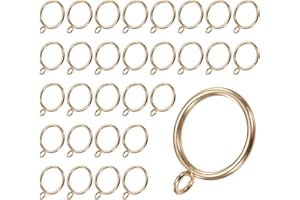 M METERXITY 30-Pack Gold Curtain Rings with Eyelet, Rustproof Metal Rings for Curtain Rods, 1.25 Inch Interior Diameter Drape