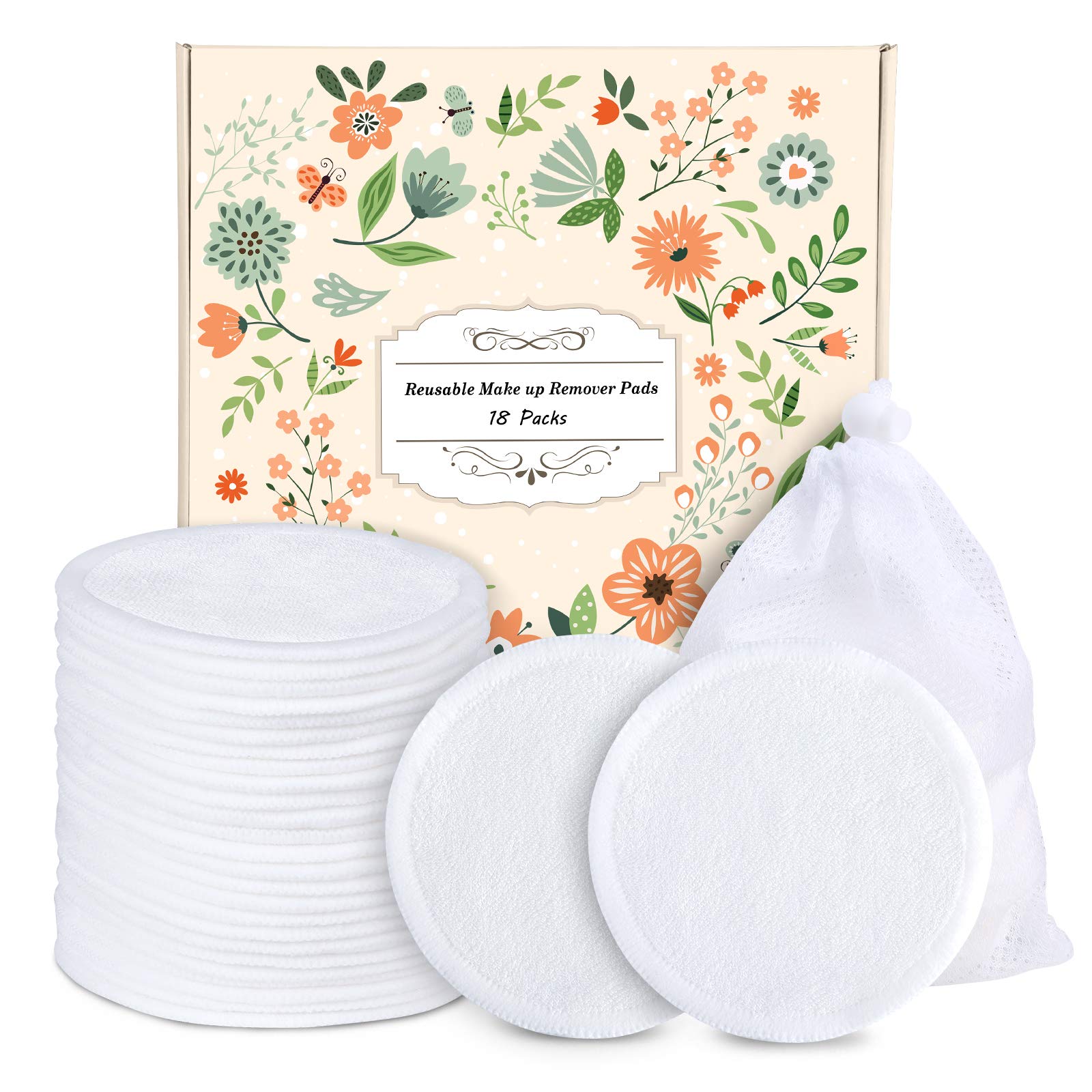 Reusable Cotton Rounds18 Pack Organic Reusable Cotton Pads With