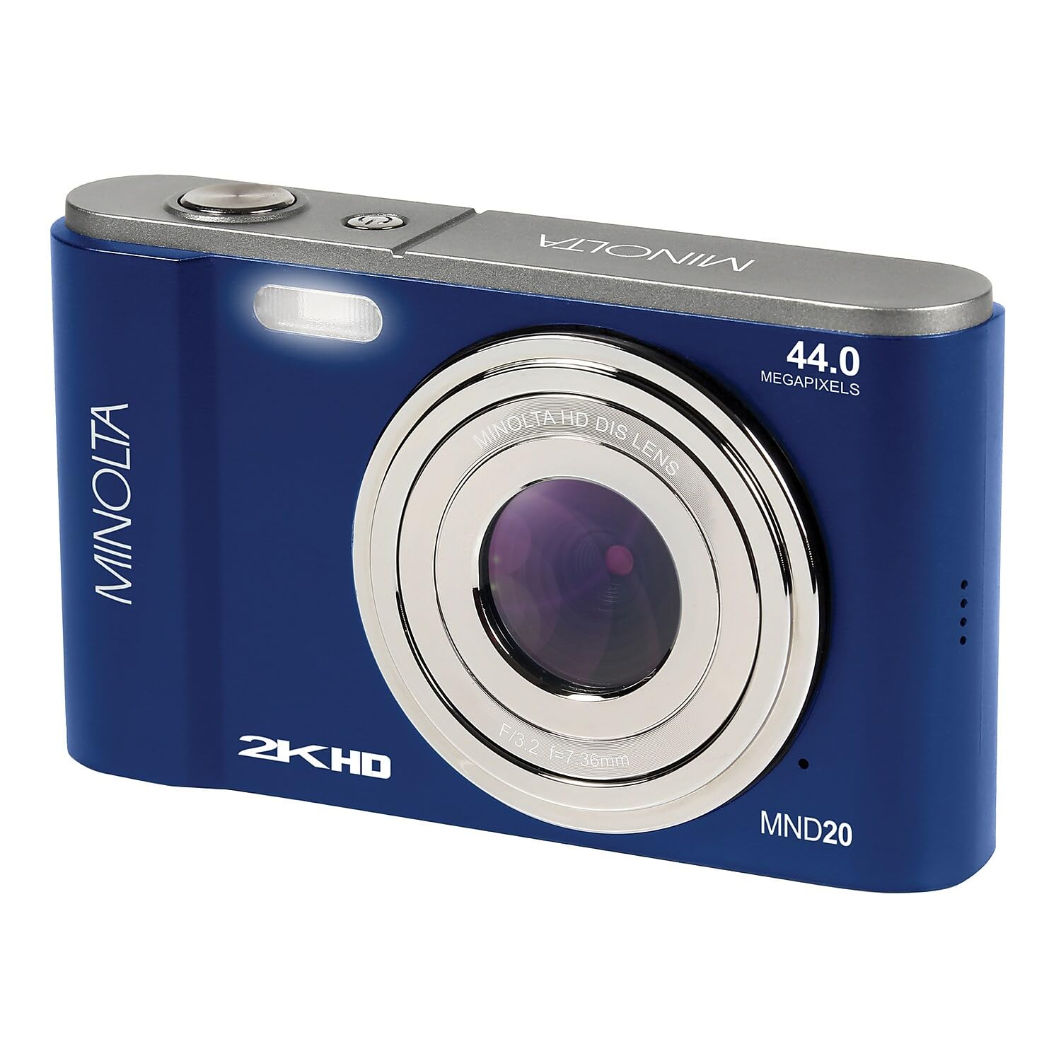Minolta MND20 44MP Digital Camera – 2.7K Ultra HD Video, 16X Digital Zoom, Anti-Shake Stabilization, Time Lapse, Face Detection, 2.9-inch LCD Display – Lightweight Compact Camera (Blue)