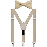 EOAYONY Mens' Boys' Suspenders and Bow Tie Set Adjustable Elastic
