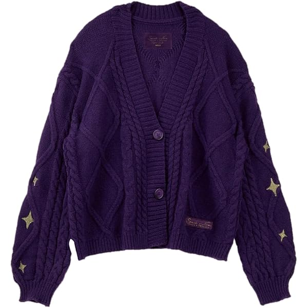 ZTMY Knit Cardigan　M Women's Tar Embroidery Knit Cardigans Y2k Dark Purple