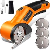 Electric Cardboard Cutter with 3 Tungsten Steel Blades, 2500mAh Battery, LED Light, High-Torque Motor, Electric Scissors for Fabric, Cardboard, Leather, Thin Carpet