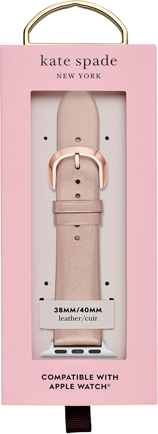 Kate Spade New York Women's Leather Apple Watch Band Strap 38mm 40mm Color: Rose Metallic (Model: KSS0044): Watches