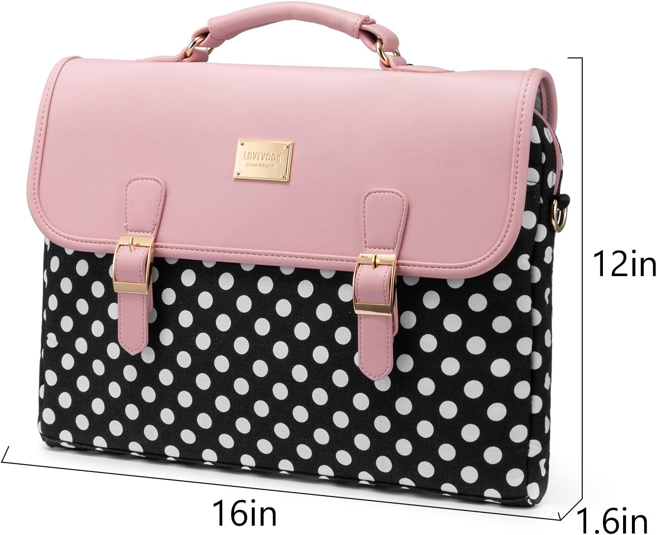 LOVEVOOK Computer Bags for Women, Laptop Bag 15.6 Inch, Laptop Case with Trolley Sleeve, Polka Dots Pink Messenger Bag, Super Cute Laptop Sleeve: Computers & Accessories