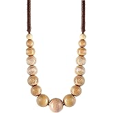 MINACHI Hippie Boho Colorful Ceramic Round Beads Strand Necklace, Bohemian Fashion Statement Jewelry Gift for Women