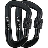 Outmate 12kN 3.2"x2" Heavy-Duty Carabiner Clips - Durable, Lightweight Aluminum Alloy Carabiners for Hiking, Camping, Keychains, Dog Leashes, Hammocks & More