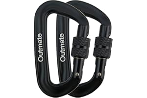 Outmate 12kN 3.2"x2" Heavy-Duty Carabiner Clips - Durable, Lightweight Aluminum Alloy Carabiners for Hiking, Camping, Keychains, Dog Leashes, Hammocks & More