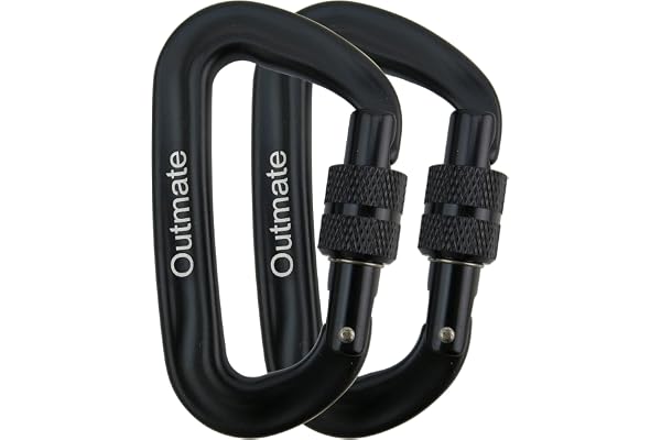 Outmate 12kN 8cm Heavy-Duty Carabiner Clips - Durable, Lightweight Aluminum Alloy Carabiners for Hiking, Camping, Keychains,