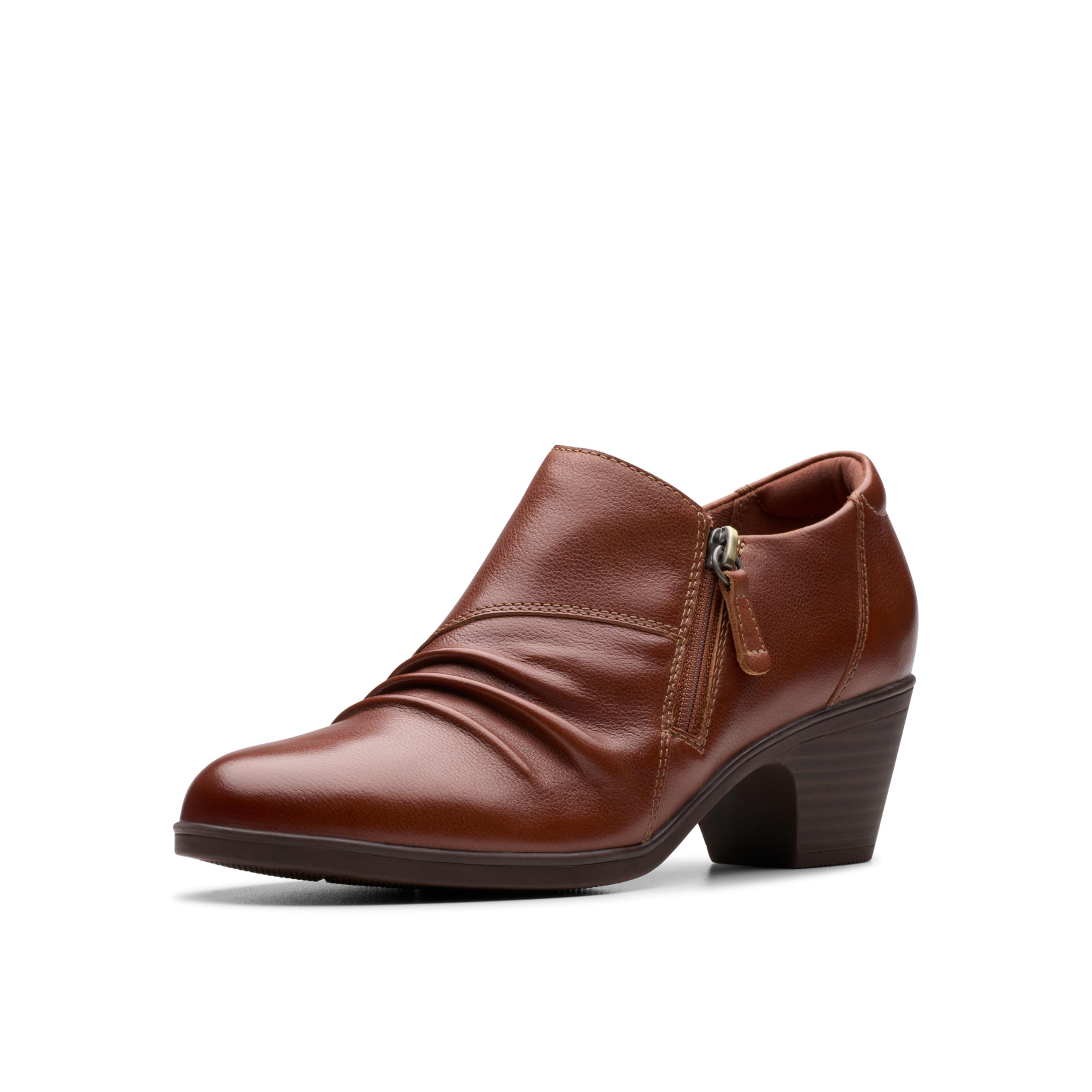 Clarks Women’s Emily2 Braley Ankle Boot, Tan Leather, 8