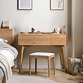 Vadisun Small Vanity Desk, Solid Wood Dressing Table with Drawer Divider, Study Desk and Vanity Desk for Bedroom, 18" D x 31" W x 32" H