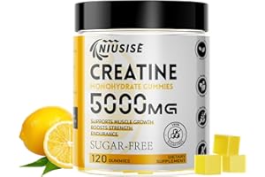 NIUSISE Creatine Monohydrate Gummies, 120 Creatine Sugar Free Gummies with 1000 mg Magnesium Complex and L-Threonate for Men & Women, Energy Support 1 Pack