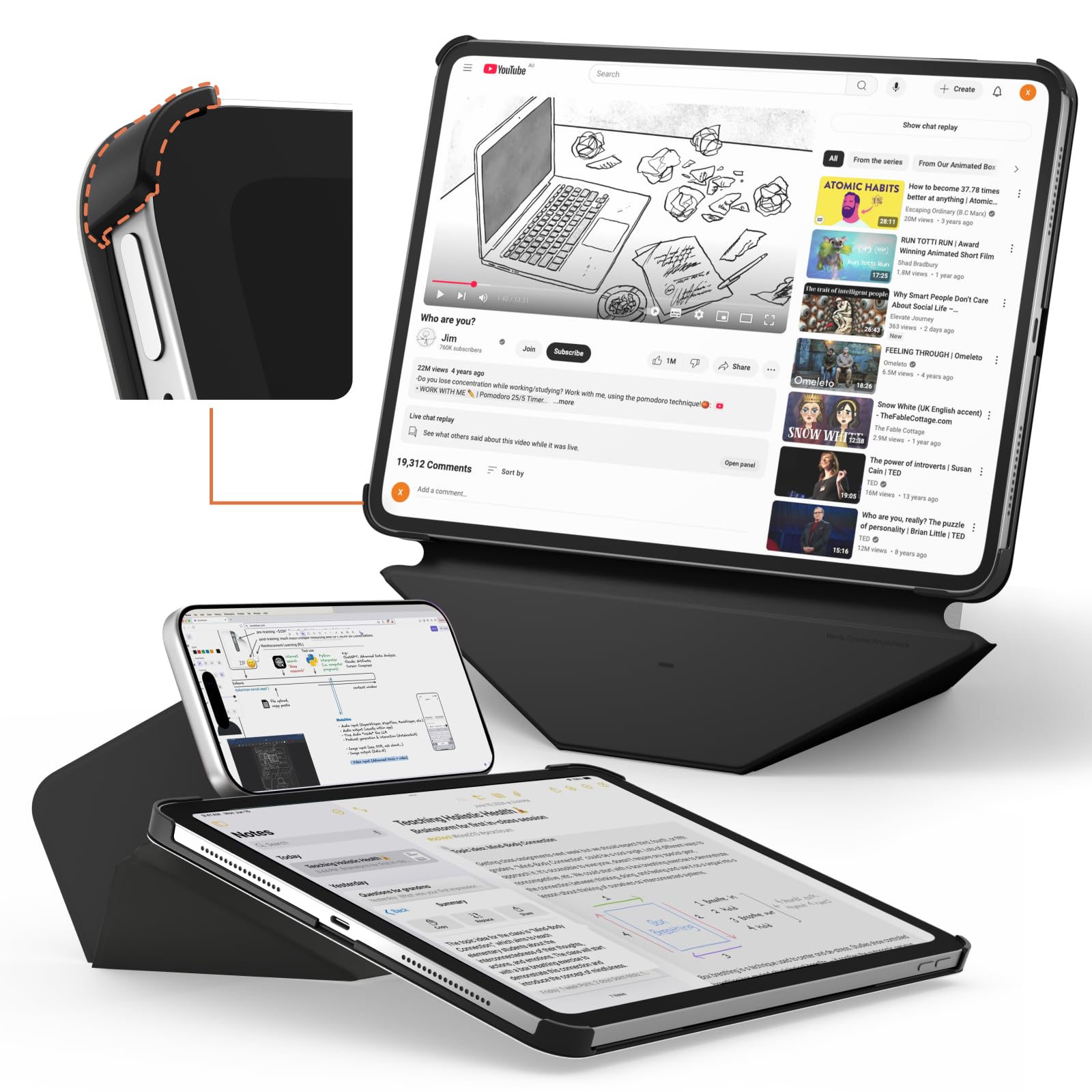 Photo 1 of MOFT Dynamic Folio Case for iPad Pro 13"(M5 2025 / M4 2024) - [Reinforced Corner Protection] Stable Slim Magnetic Stand with 20+ Viewing Angles, Premium MOVAS Leather, Jet Black