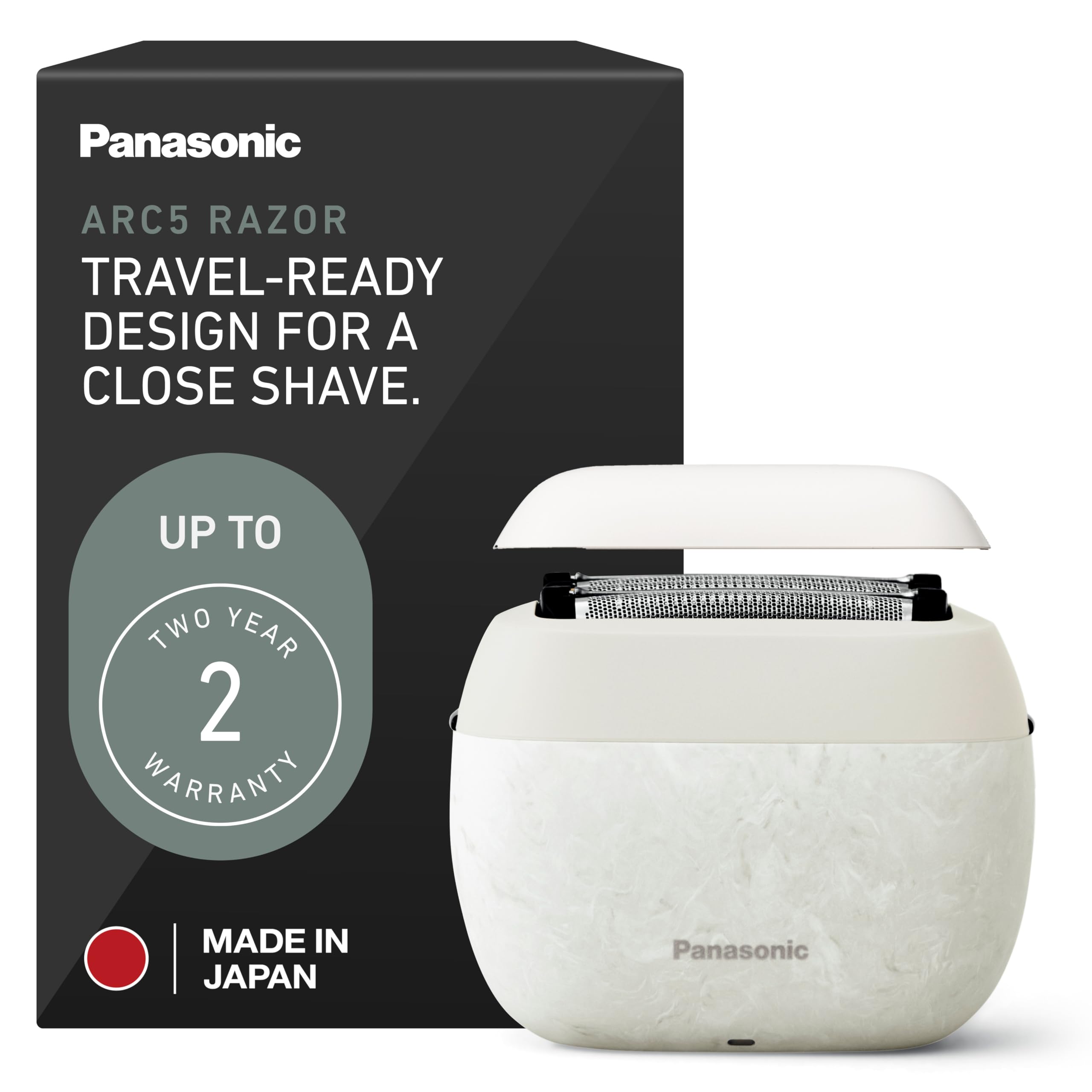 Photo 1 of Panasonic ARC5 Palm-Sized Foil Shaver for Men, Powerful Travel Electric Razor, USB-C Charge Wet/Dry, Easy Clean Luxury Japanese 5-Blade, Smooth & Precise Cut w/Smart Sensor (Natural Sea Stone)