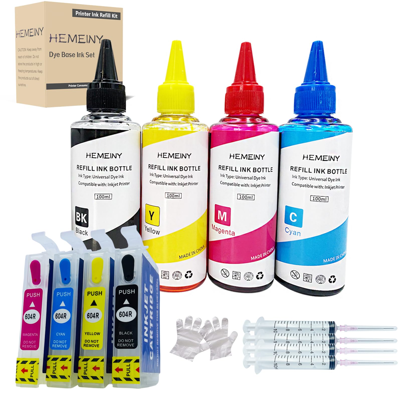HEMEINY 604XL Ink Refill Kit Compatible with XP-2200, XP-3200, XP-4200 and WF-2910DWF