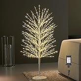 LITBLOOM Lighted White Tree with Timer and Dimmer 4FT 576 LED Fairy Lights, Twig Tree with Lights for Home Room Christmas Easter Decoration