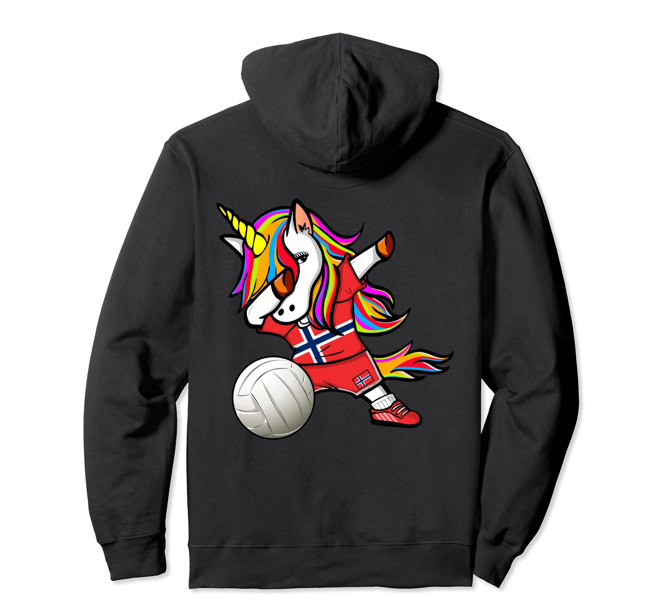 Dabbing Unicorn Norway Volleyball Fans Jersey Norwegian Flag Pullover Hoodie