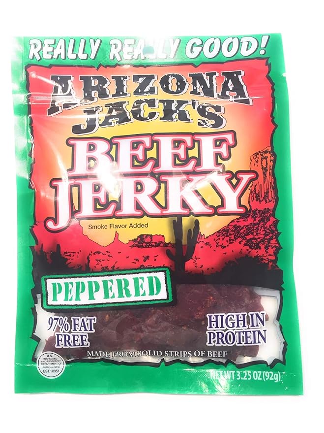 Arizona Jack's PEPPERED Gourmet Beef Jerky 90 Calorie 3.25