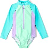 The Children's Place Baby-Girls and Toddler Long Sleeve Half Zip One Piece Rashgaurd Swimsuit