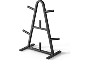 Olympic Weight Plate Rack 400LBs, Heavy Duty Weight Tree Rack for 2-Inch Plates, Barbell & Bumper Plate Storage, Free Weight 