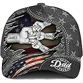 Herihues Personalized Dad Cap with Kids Names, Custom Dad Hats for Men, Personalized Fathers Day Hat Gifts for Grandpa, Daddy