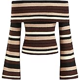 CIDER Off The Shoulder Tops for Women Long Sleeve Going Out Y2K Tops Knit Pullover Fall Outfits Trendy