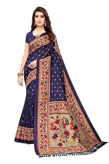 Art Silk with Blouse Piece Saree (Master-Blue Free)