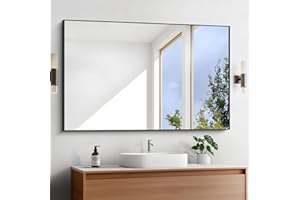 Leyden Bathroom Mirror 30x48 inches, Wall Mounted Mirror Black Rectangle Mirror with Aluminum Frame Mirror for Bathroom,Vanit