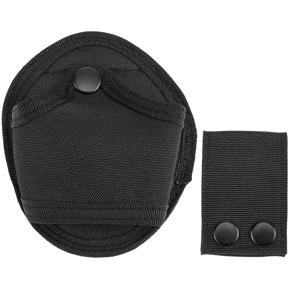 GORGECRAFT Handcuff Case and Handcuff Strap Holder Fit Chain Hinged Standard Cuffs Hidden Snap Pouch Holster Heavy Duty Nylon Handcuff Pouch for Duty Belt Cop Police Sheriff Military Black